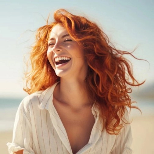 Red-haired woman smiling with veneers in Springfield